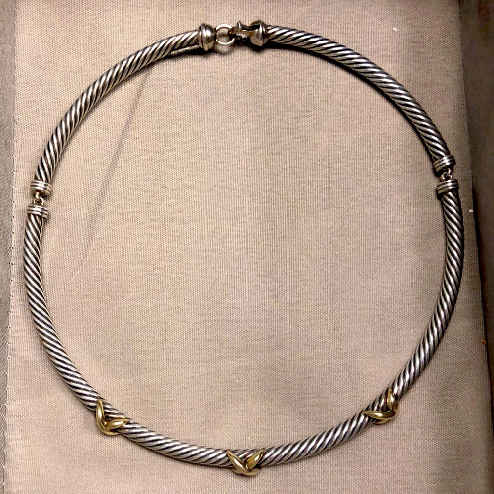 David Yurman Two-Tone Triple X Cable Collar Necklace